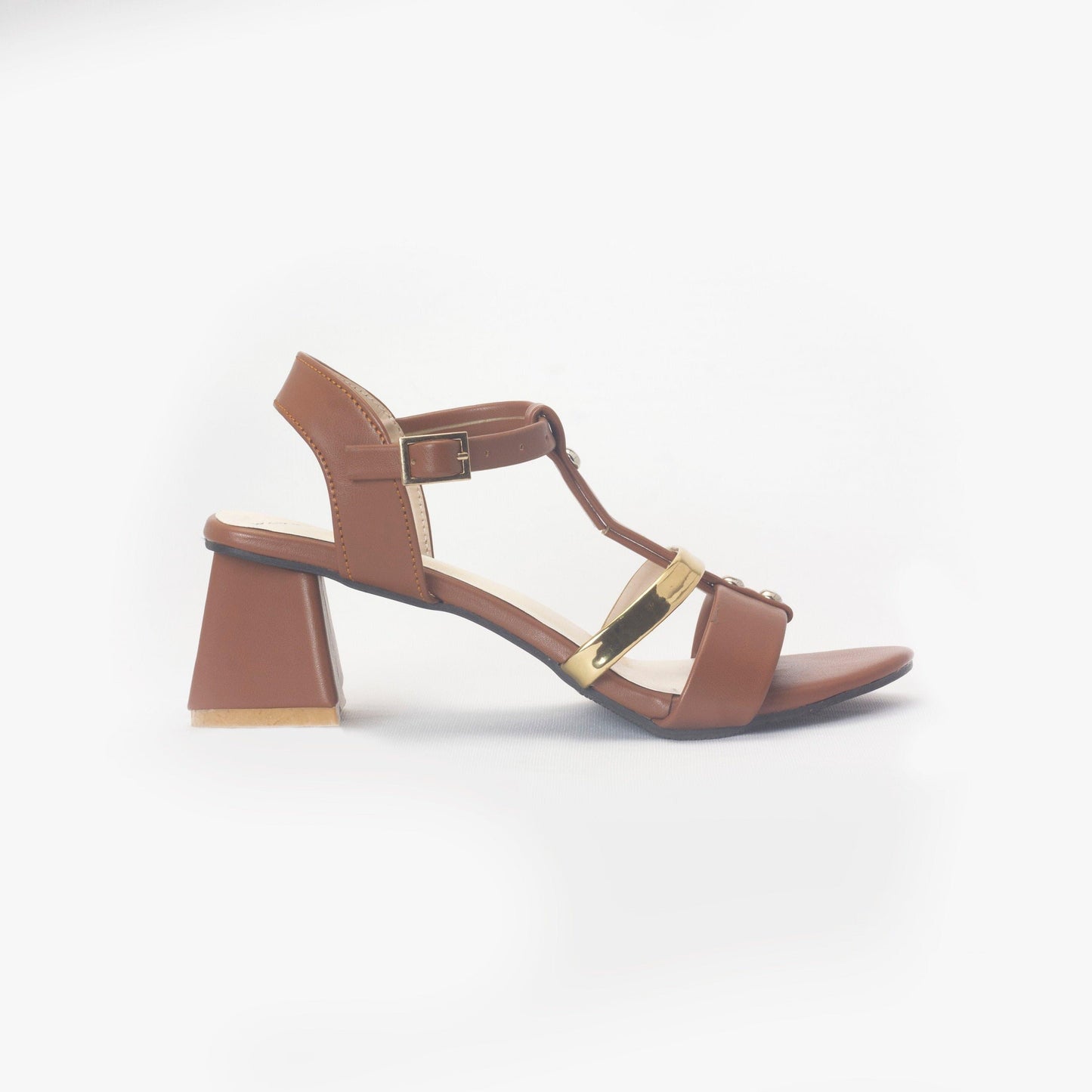 Brown Slides Mules Block Heels for Women-Nawabi Shoes BD