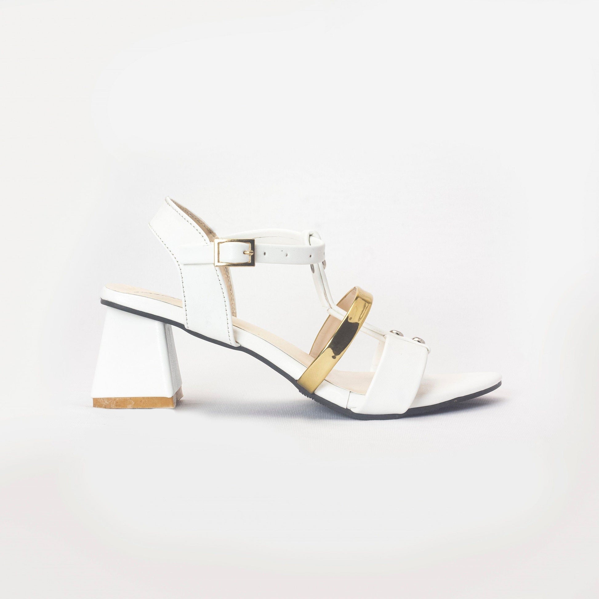 White Slides Mules Block Heels for Women-Nawabi Shoes BD