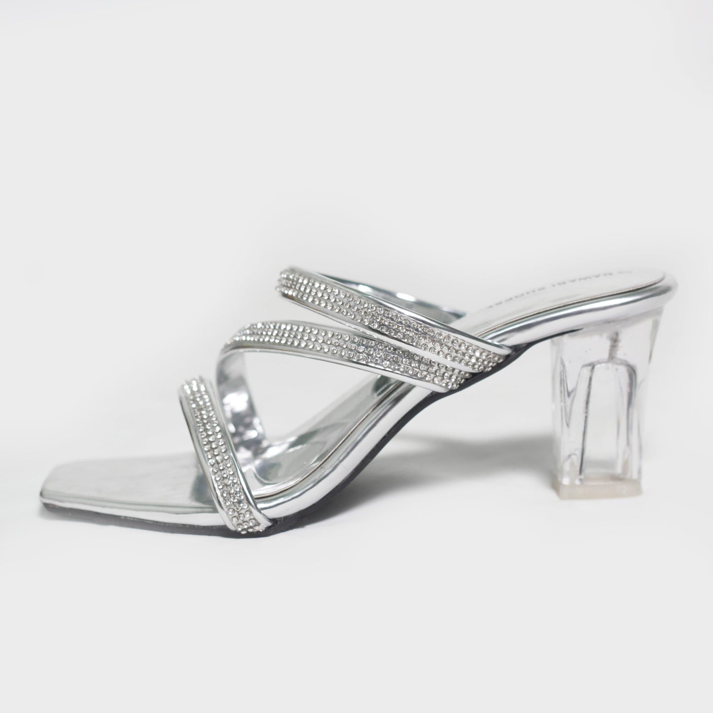 Side Silver Clear Women's Heels