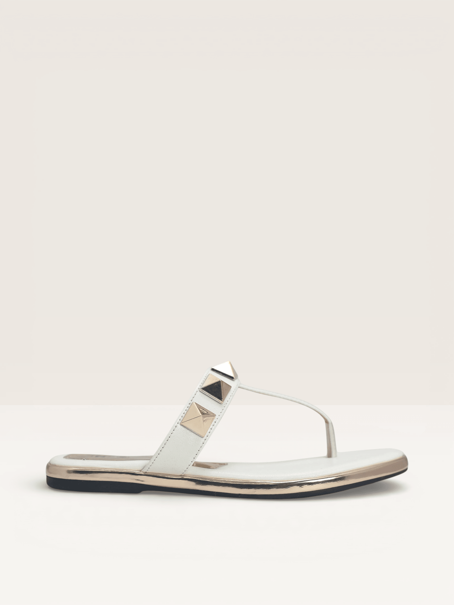 Elegant Black T - Strap Gold Stud Sandal for Women - Nawabi Shoes BD