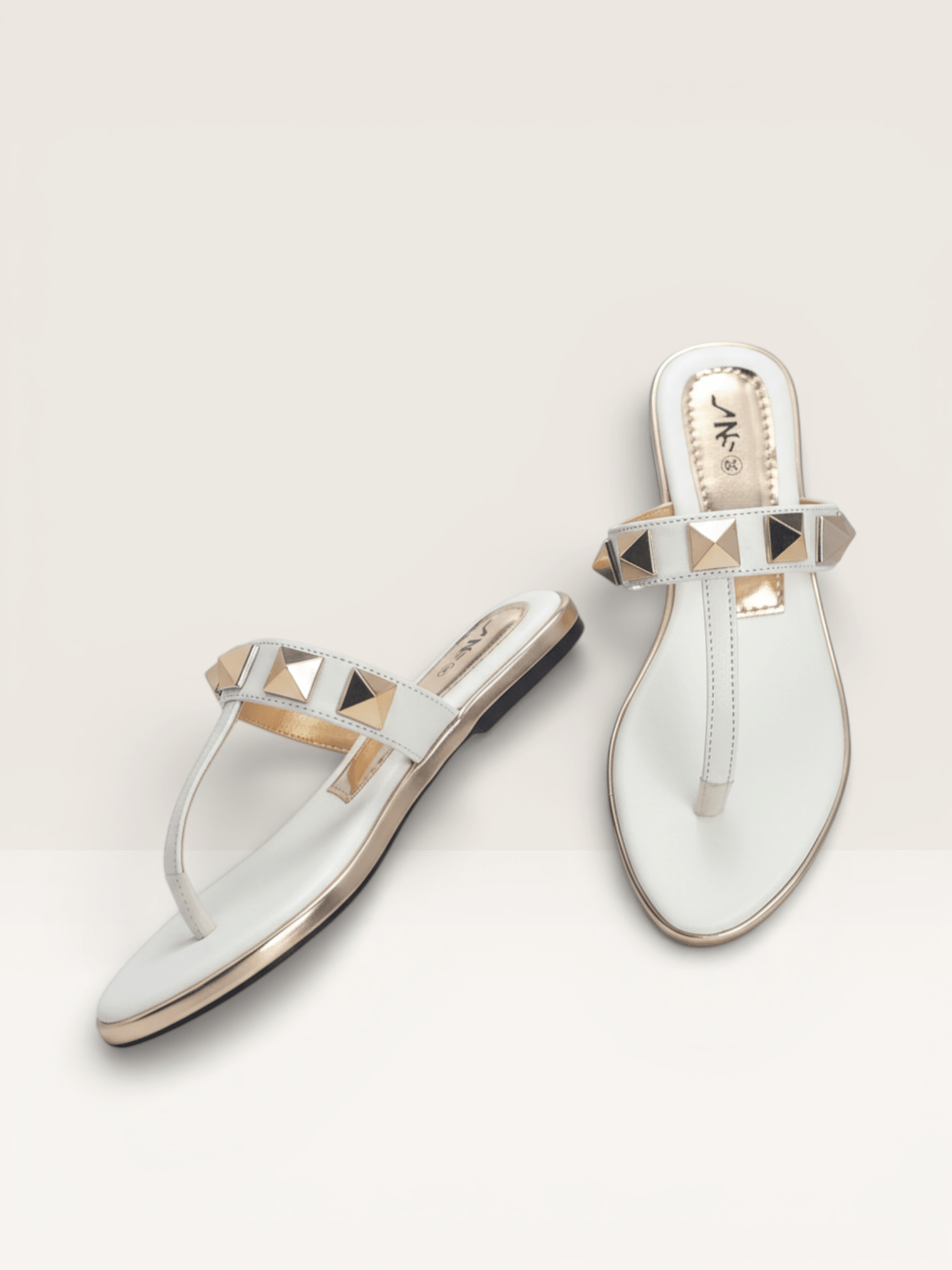 Elegant Black T - Strap Gold Stud Sandal for Women - Nawabi Shoes BD