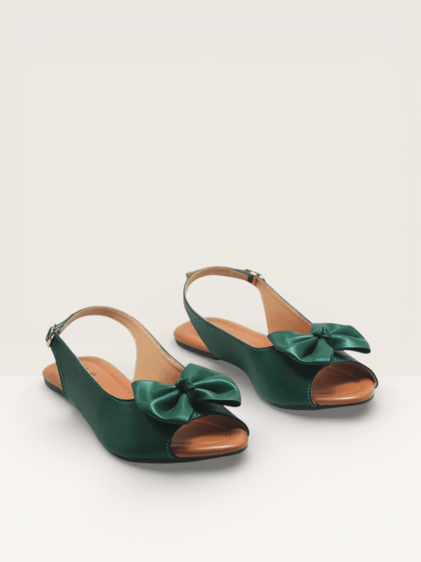 Elegant Green Bow Slingback Women’s Flats | Stylish & Comfortable Peep - Toe Shoes - Nawabi Shoes BD