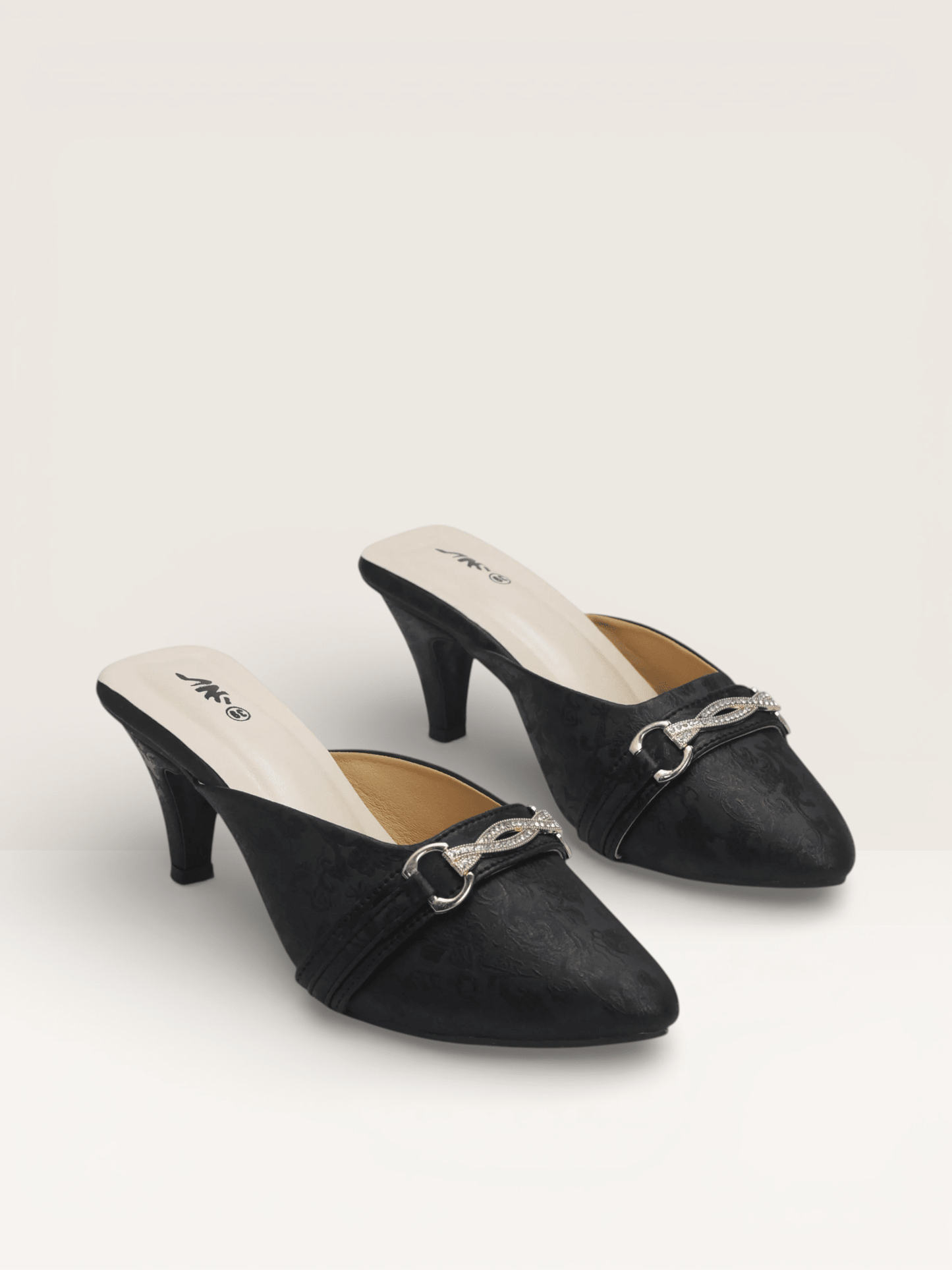 Elegant Women's Kitten Heel Mules with Embossed Detail | Nawabi Shoes BD - Nawabi Shoes BD