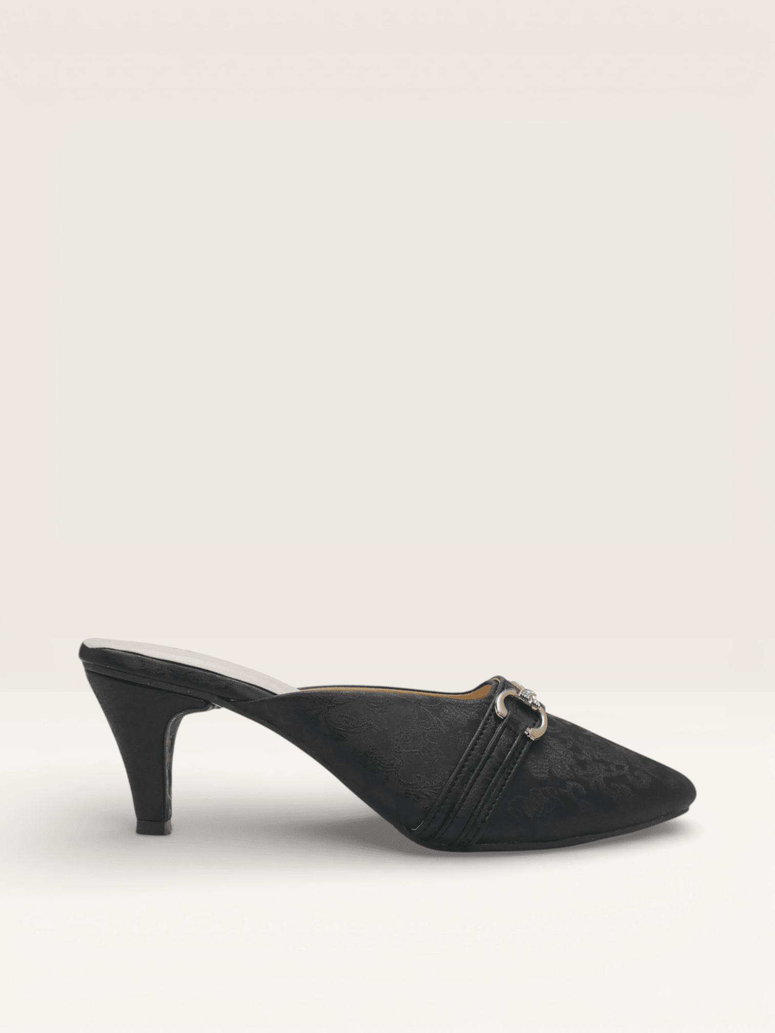 Elegant Women's Kitten Heel Mules with Embossed Detail | Nawabi Shoes BD - Nawabi Shoes BD