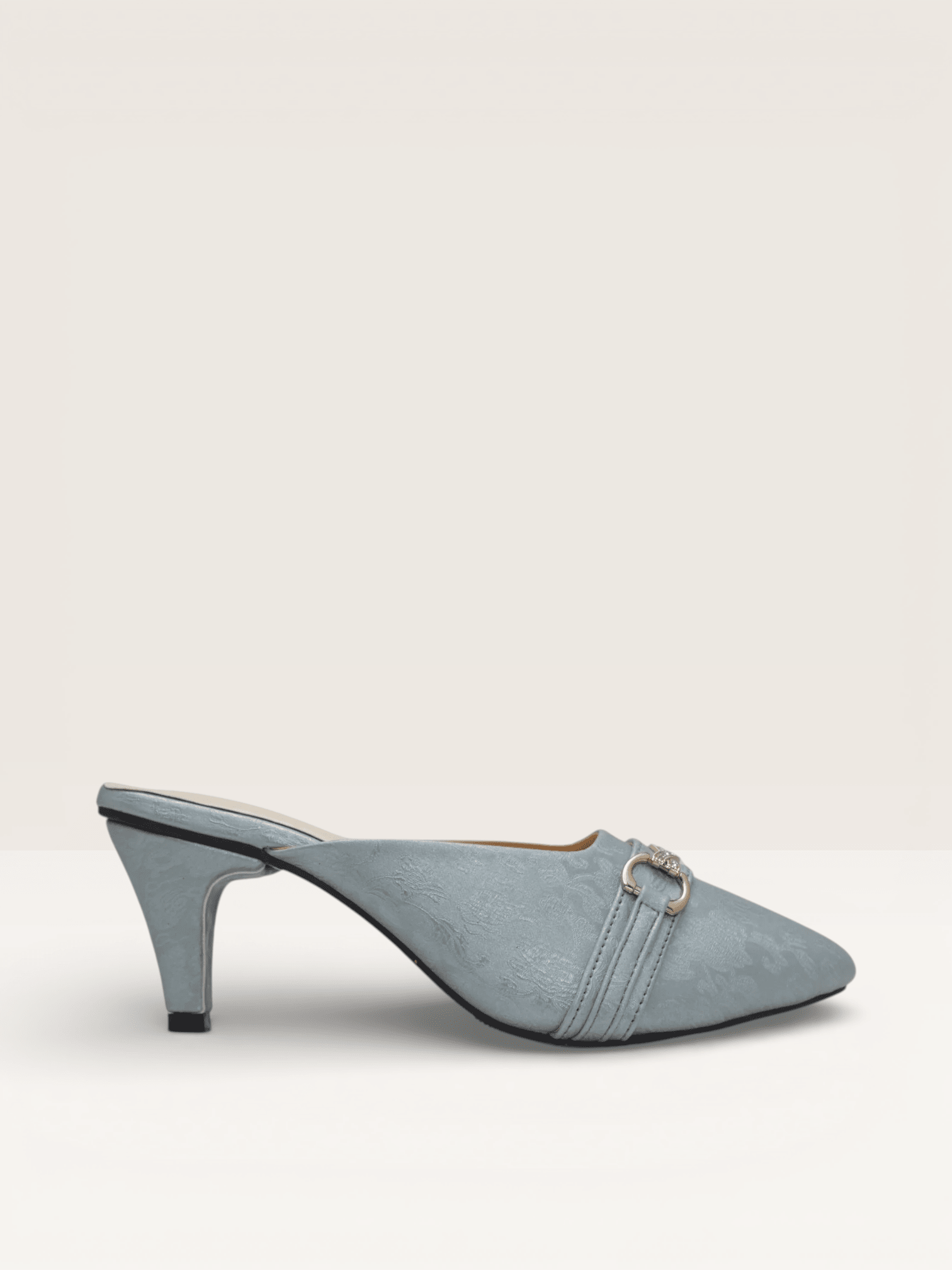 Elegant Women's Kitten Heel Mules with Embossed Detail | Nawabi Shoes BD - Nawabi Shoes BD