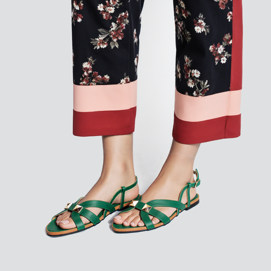 Studded Flat Sandals with Ankle Strap - Nawabi shoes bd