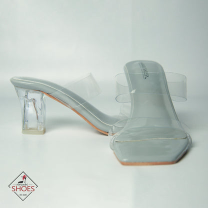 Slate gray Stylish Transparent Heels Luxury Shoes- Nawabi Shoes BD