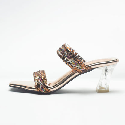 Golden Rod Stylish Transparent Heels Luxury Shoes- Nawabi Shoes BD