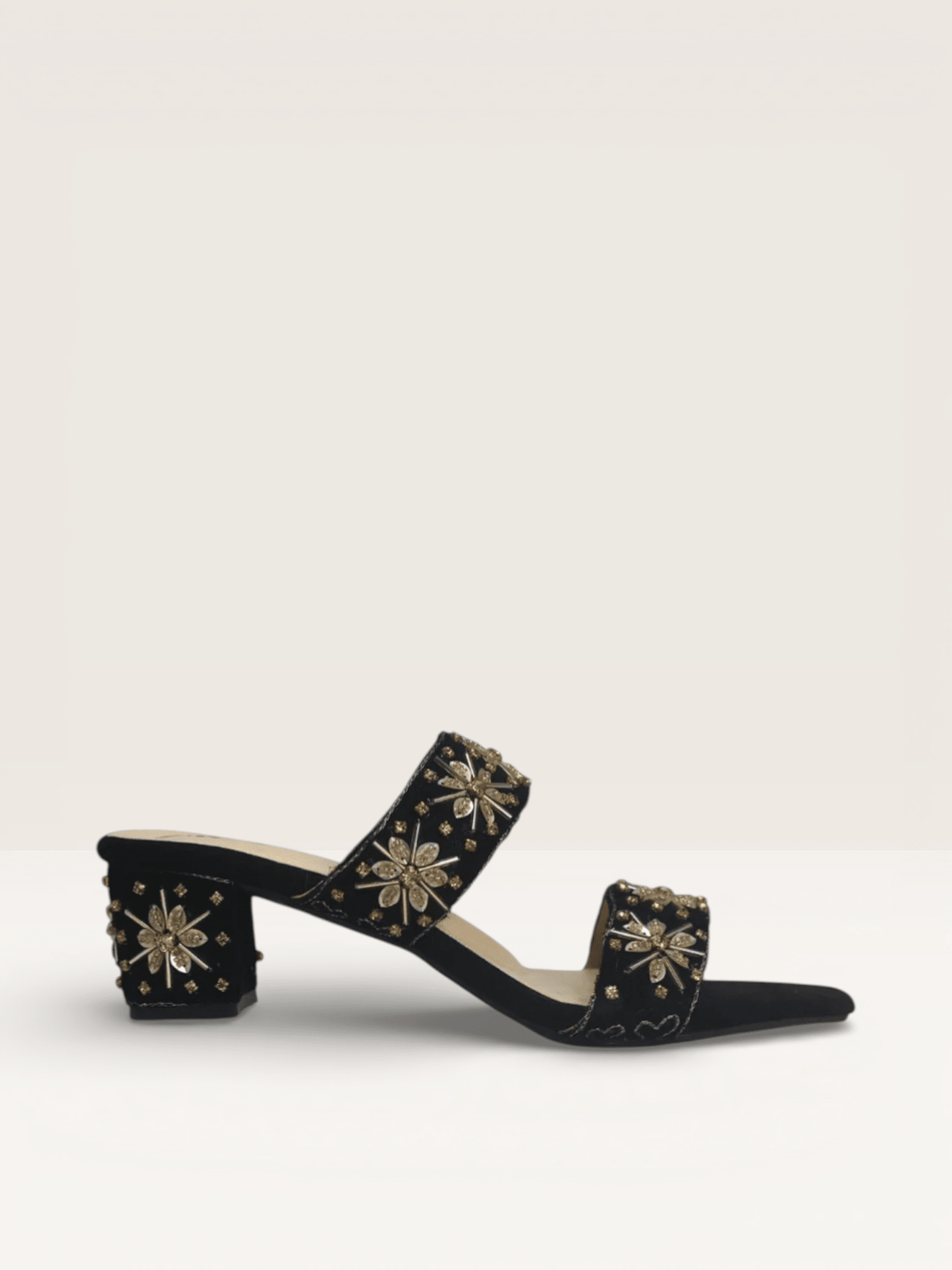 Maroon Velvet Embroidered Mules - Ethnic Block Heel Sandals | Nawabi Shoes BD - Nawabi Shoes BD