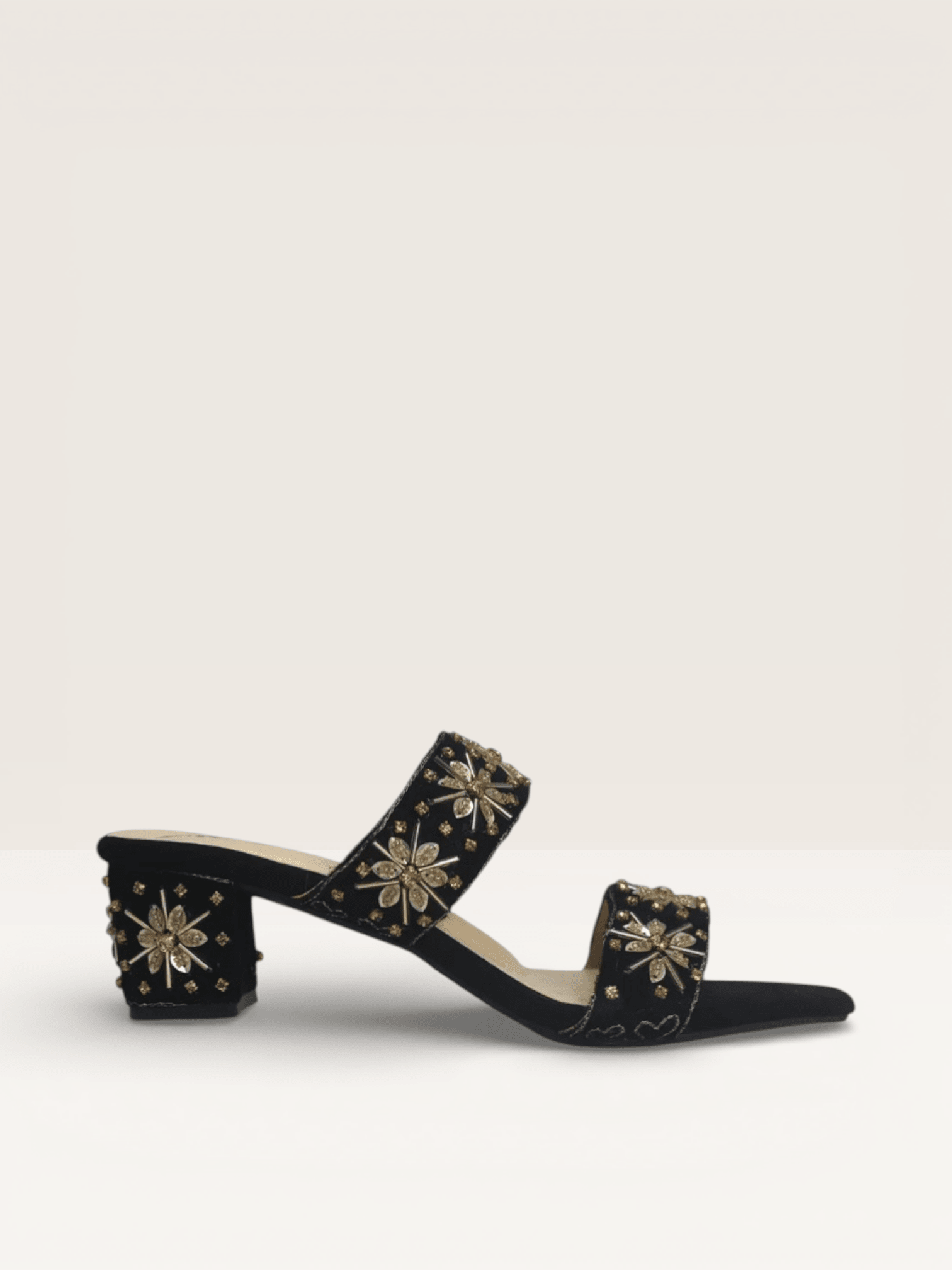 Maroon Velvet Embroidered Mules - Ethnic Block Heel Sandals | Nawabi Shoes BD - Nawabi Shoes BD