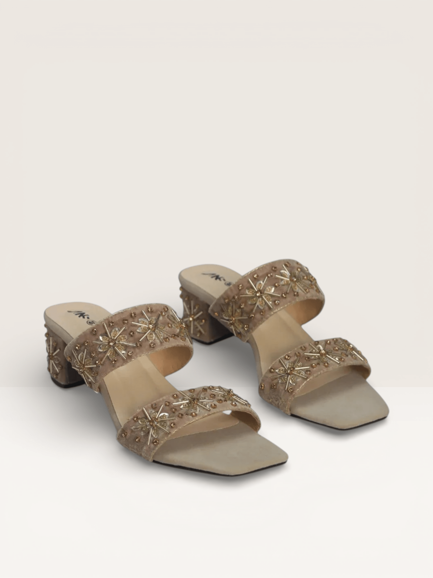Maroon Velvet Embroidered Mules - Ethnic Block Heel Sandals | Nawabi Shoes BD - Nawabi Shoes BD
