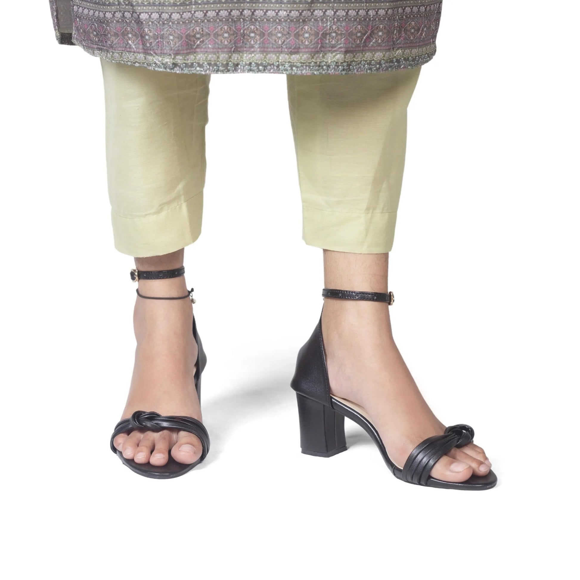 Metal Accent Wide Block Heel | Nawabi Shoes BD - Nawabi Shoes BD