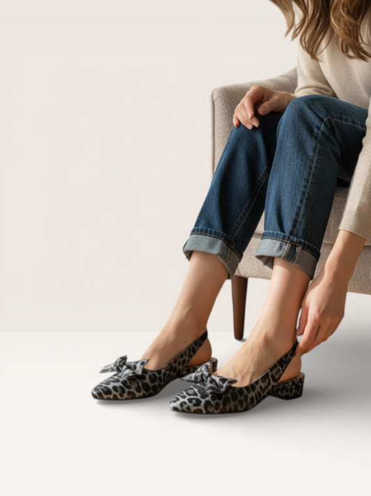 Dreamy Gleam Leopard Print Slingback Kitten Heels - nawabi shoes bd - Nawabi Shoes BD