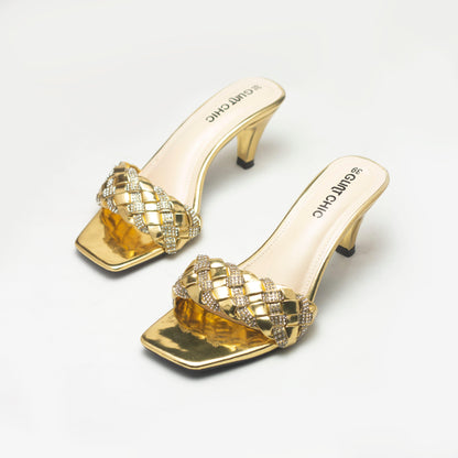 Nawabi Shoes BD Shoes 35 / gold Pencil Heels Premium Shoes