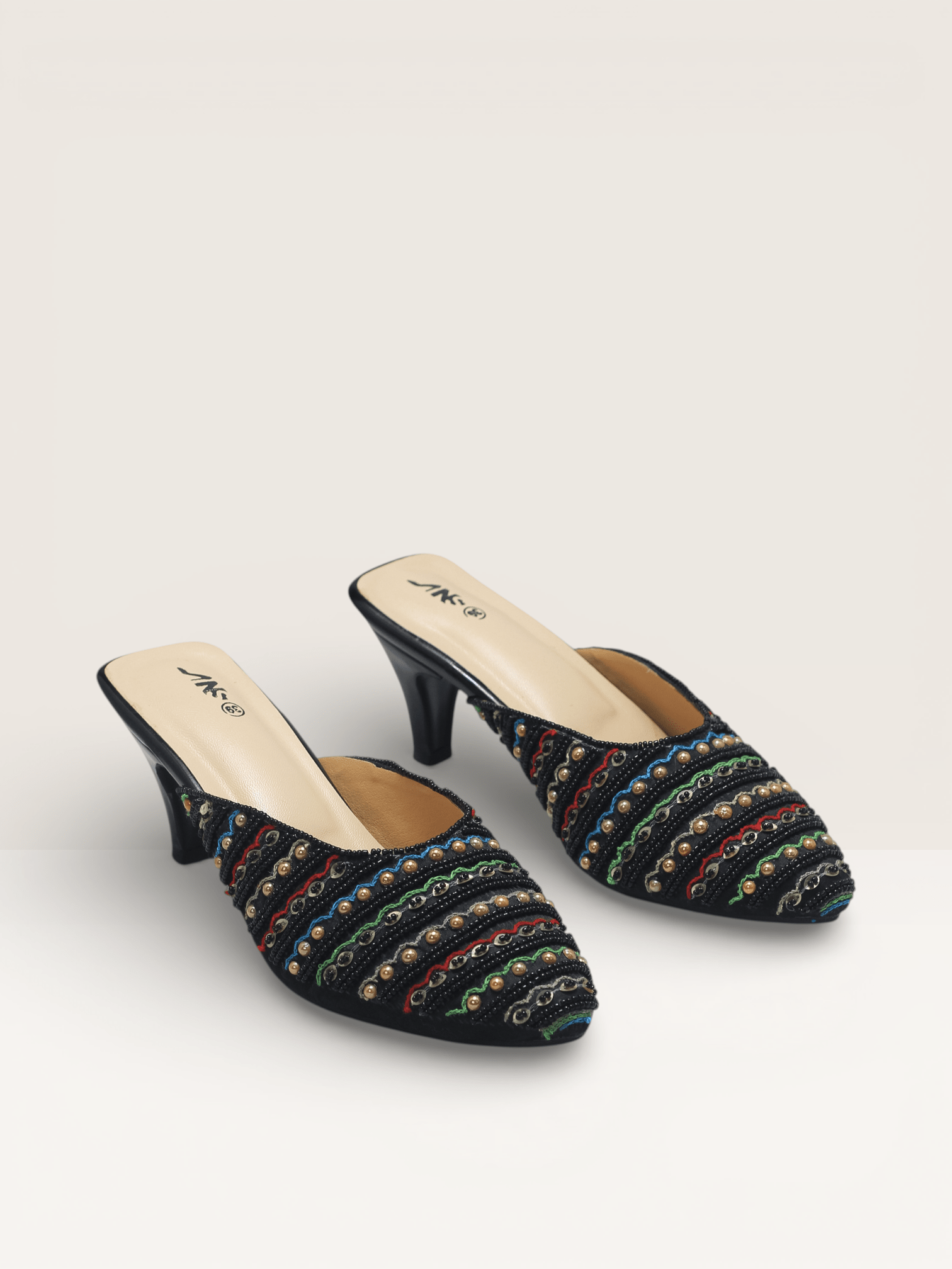 Pointed Toe Block Heels | Silver & Rose Gold Party Shoes BD - Nawabi Shoes BD