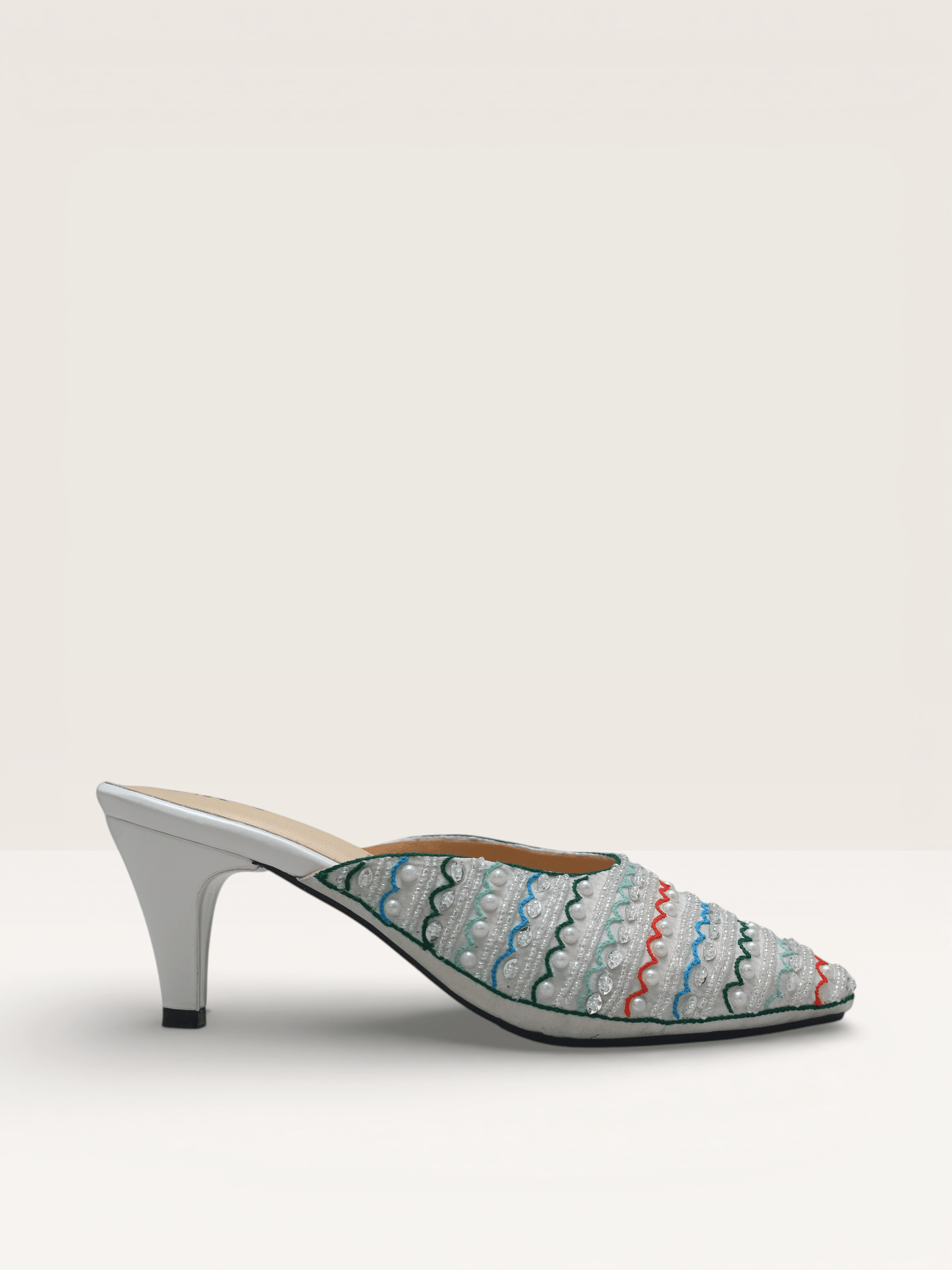 Pointed Toe Block Heels | Silver & Rose Gold Party Shoes BD - Nawabi Shoes BD