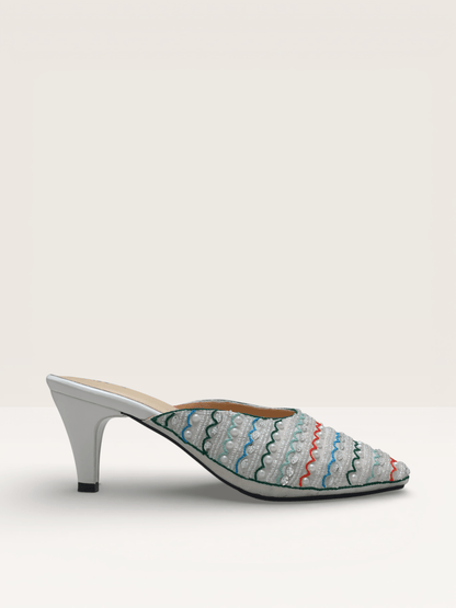 Pointed Toe Block Heels | Silver & Rose Gold Party Shoes BD - Nawabi Shoes BD