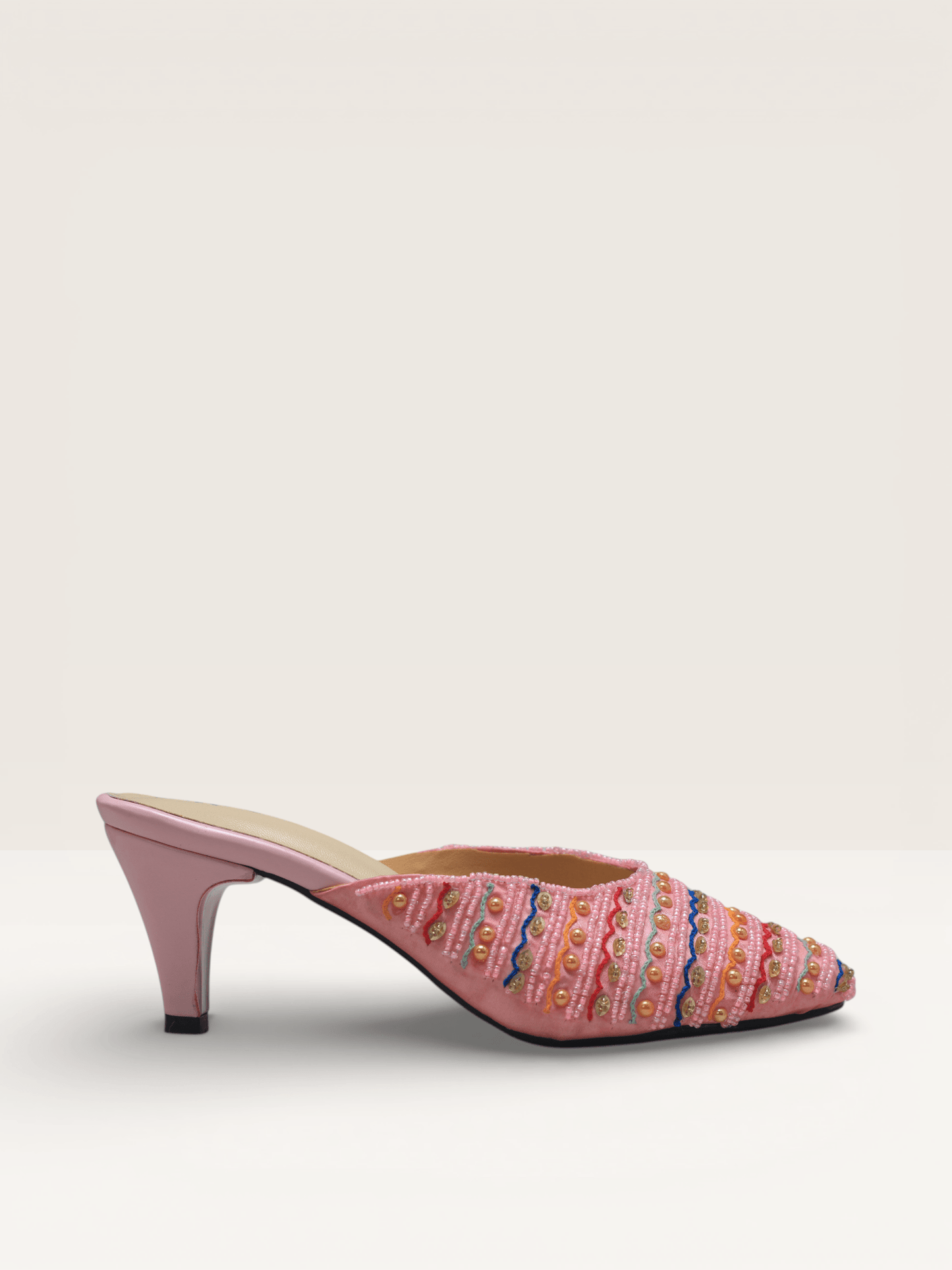 Pointed Toe Block Heels | Silver & Rose Gold Party Shoes BD - Nawabi Shoes BD