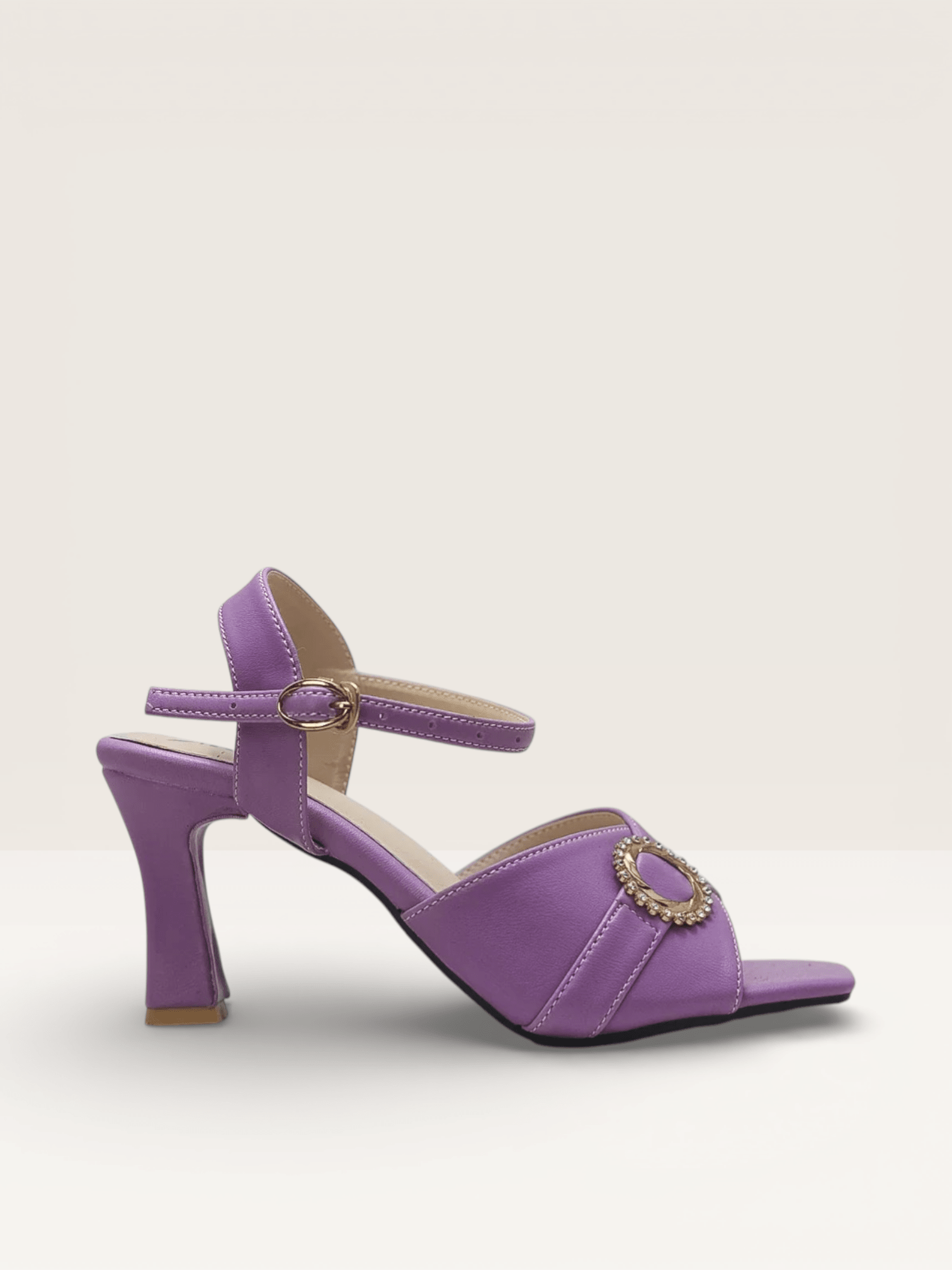 Purple Ankle Strap Heels - Women's Square Toe Block Heels - Nawabi Shoes BD