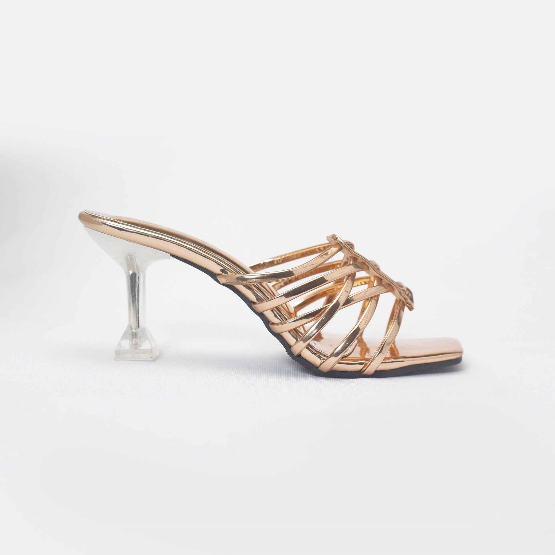 3 inch rose gold clear heel shoes-nawabi shoes bd