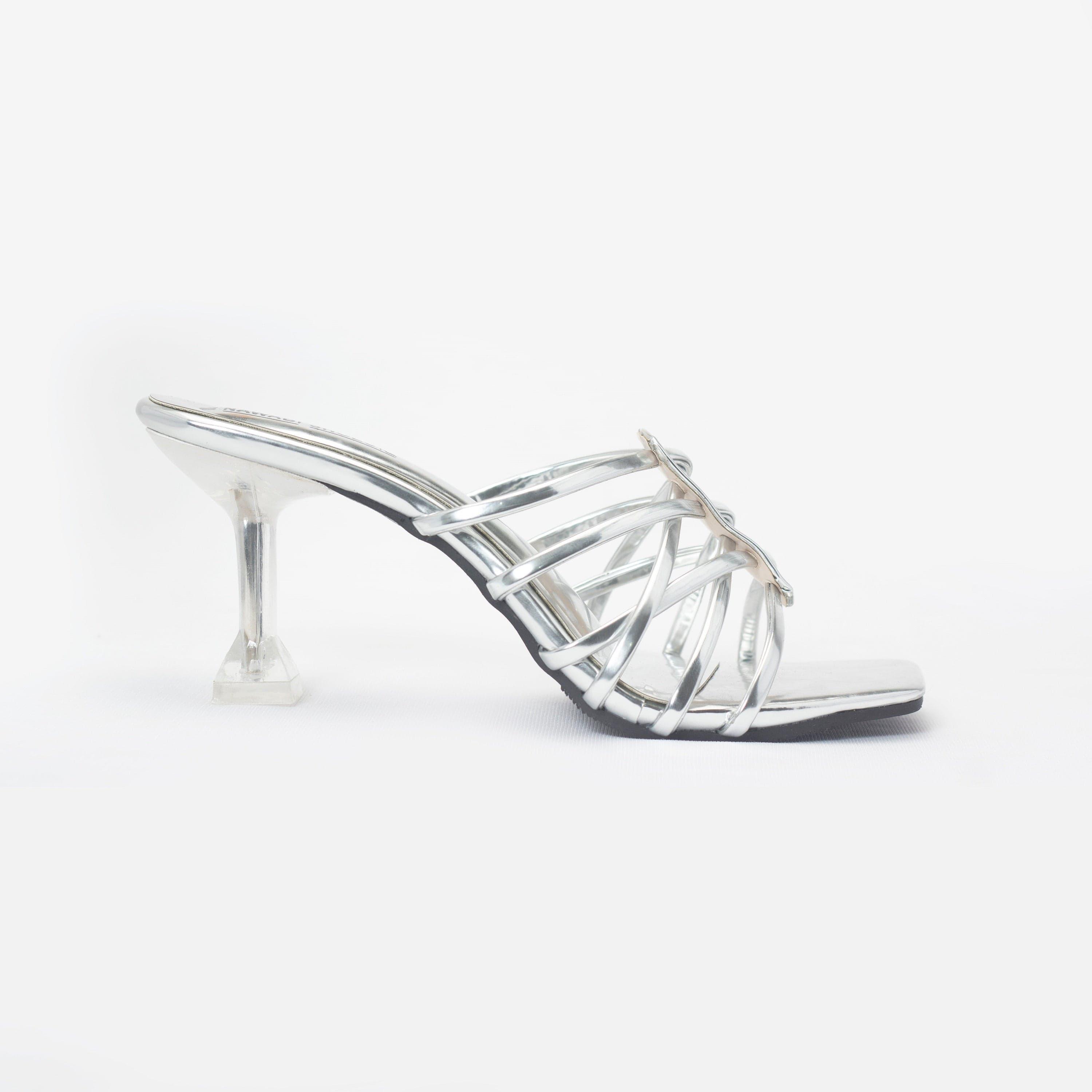 Women's High Heel Party Sandals With Chunky Heel And Clear Straps | SHEIN