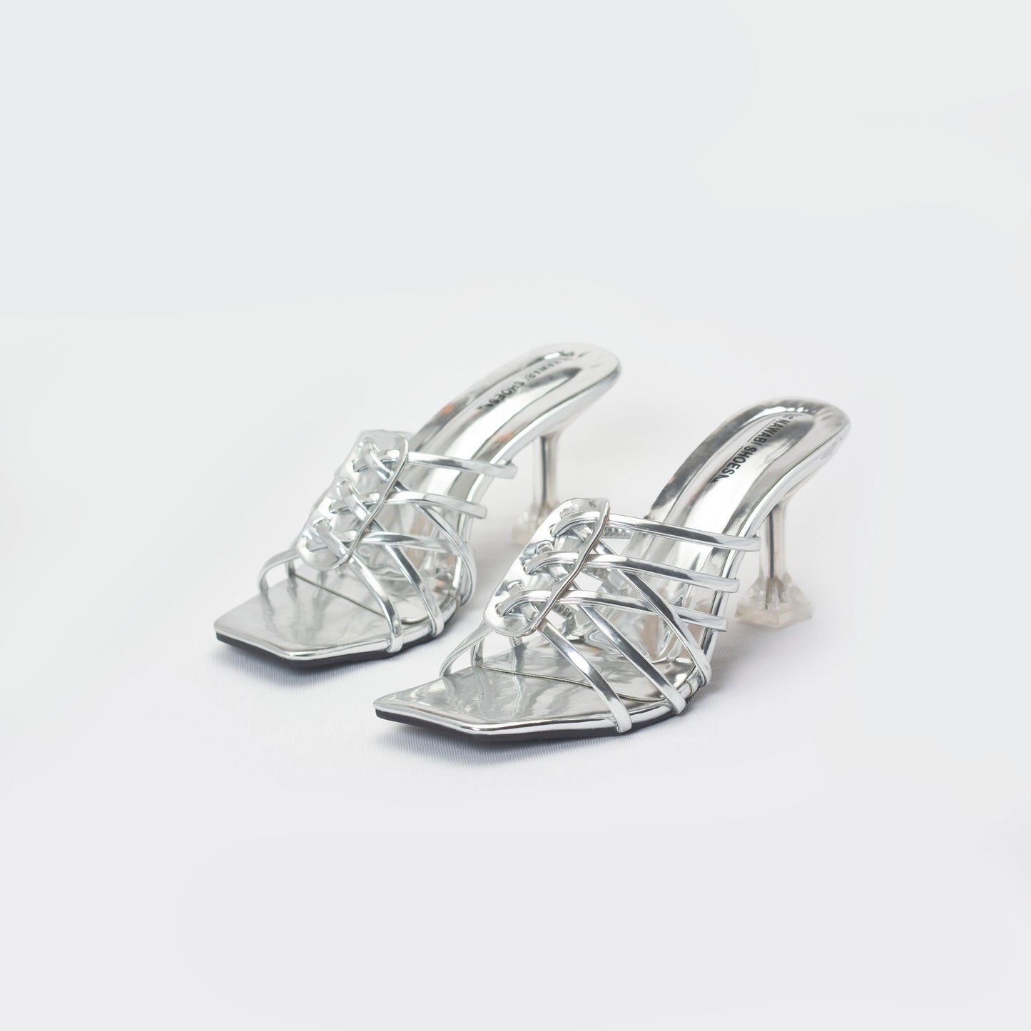 3 inch silver clear heel shoes-nawabi shoes bd