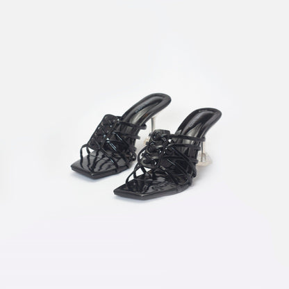 3 inch black clear heel shoes-nawabi shoes bd