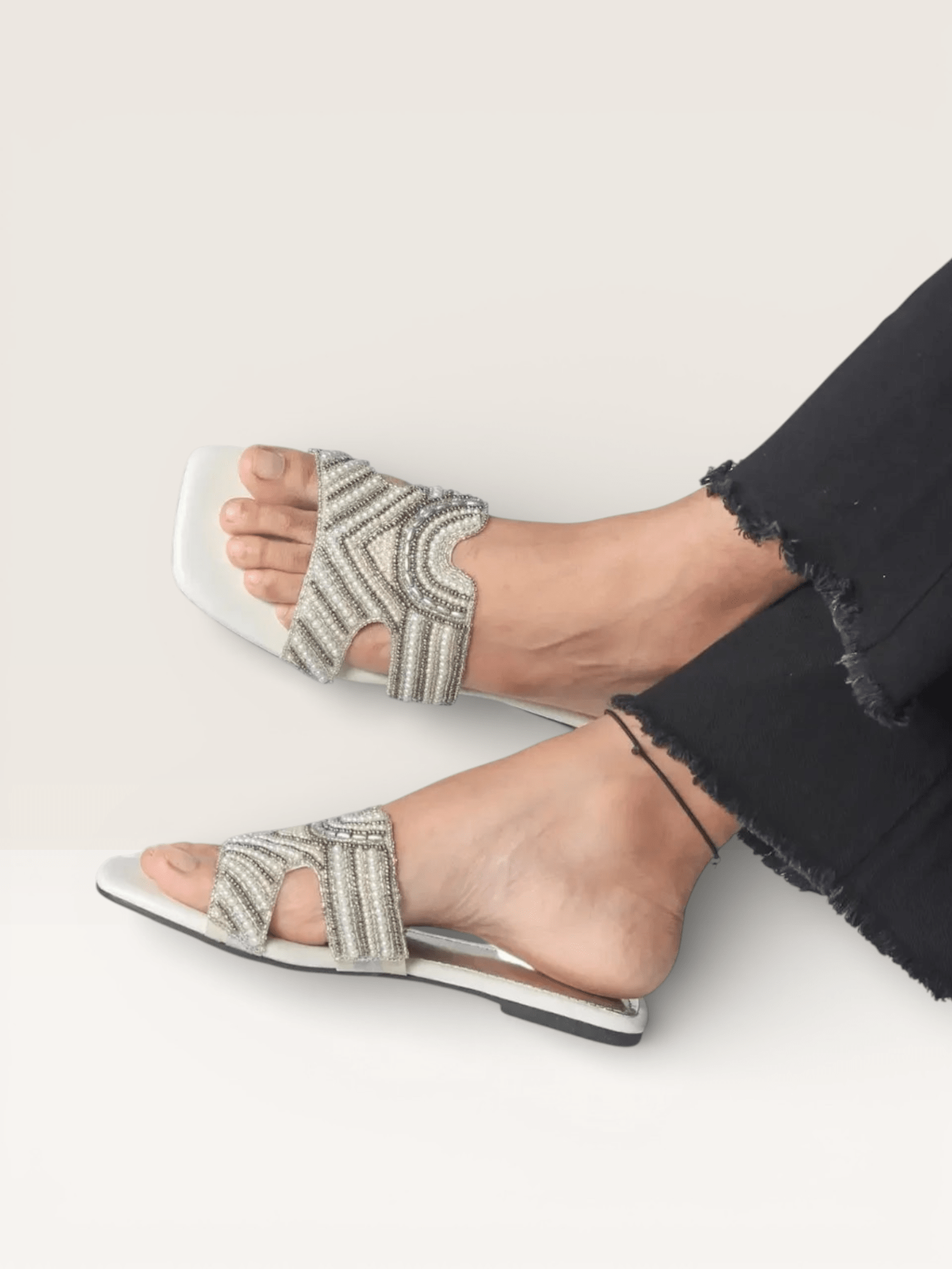 Stone Slippers for Women | Fancy Ladies Flat Sandals Price in BD - Nawabi Shoes BD