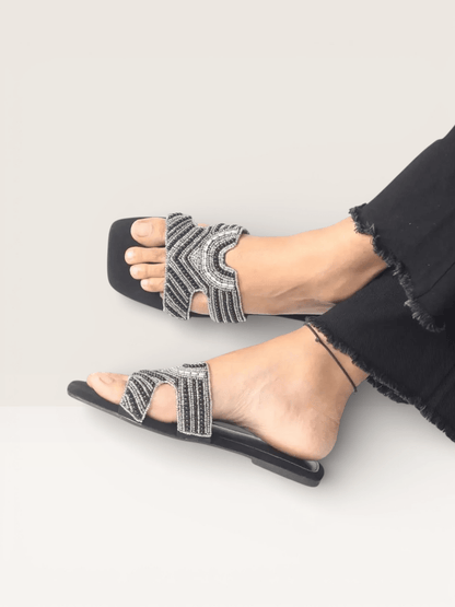 Stone Slippers for Women | Fancy Ladies Flat Sandals Price in BD - Nawabi Shoes BD