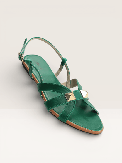 Studded Flat Sandals with Ankle Strap - Nawabi shoes bd - Nawabi Shoes BD