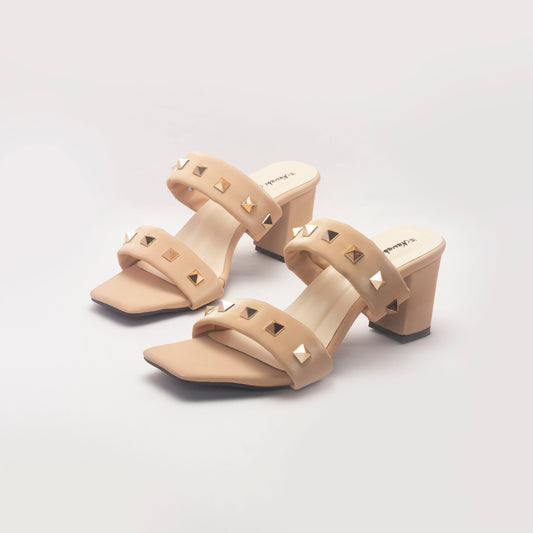 Nude Detailed Stylish Block Heels-Nawabi Shoes BD