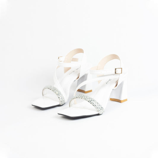 Nawabi Shoes BD Shoes White Stylish Heels Mules for the Modern Fashionista