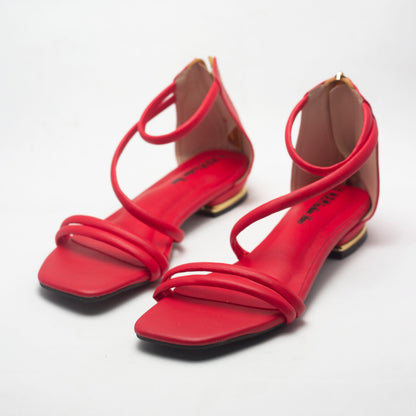 Summer Collection Red Flat Sandals-Nawabi Shoes BD