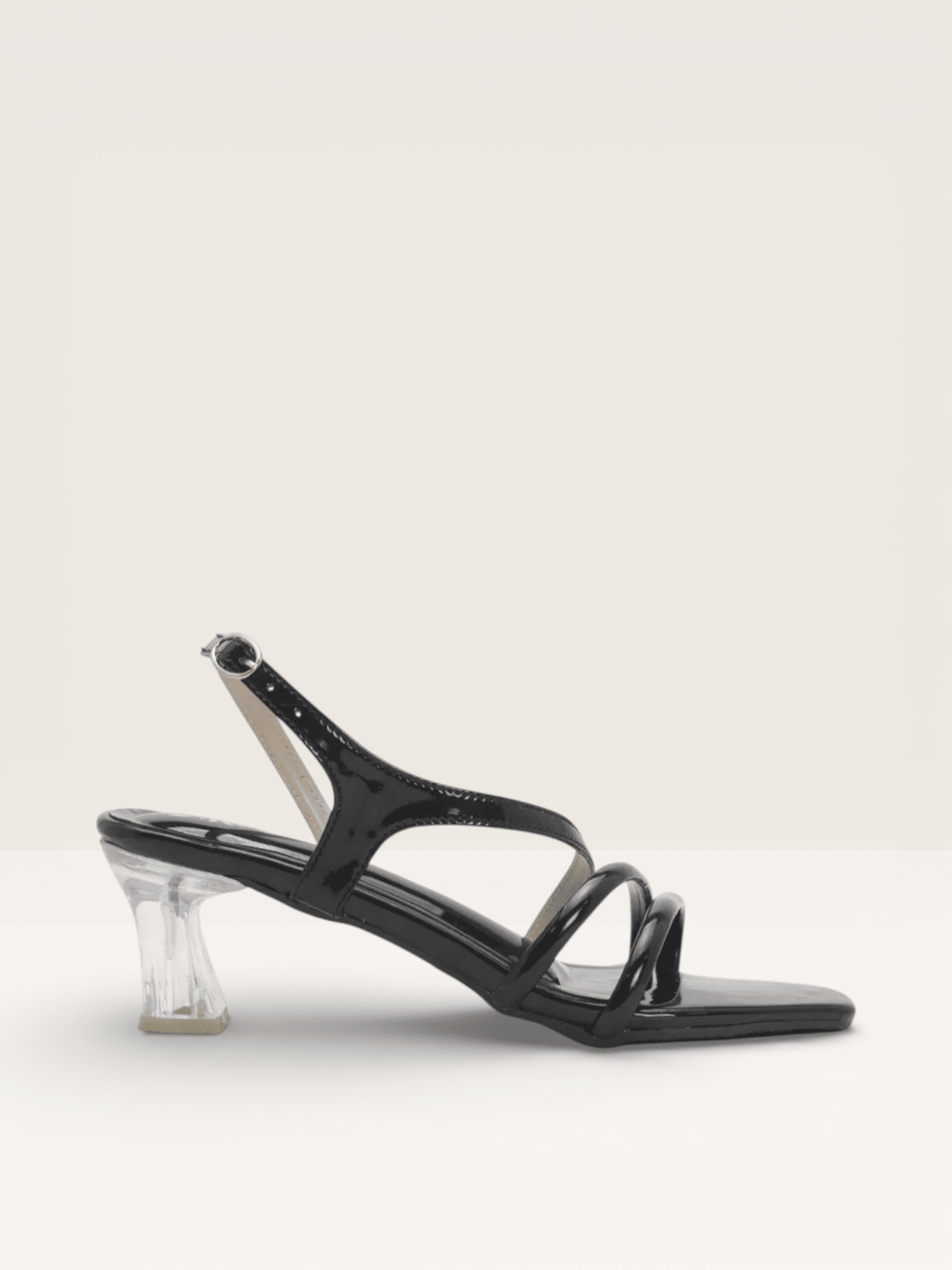 Transparent Heel Patent Leather Sandals | Fancy Ladies Heels BD - Nawabi Shoes BD