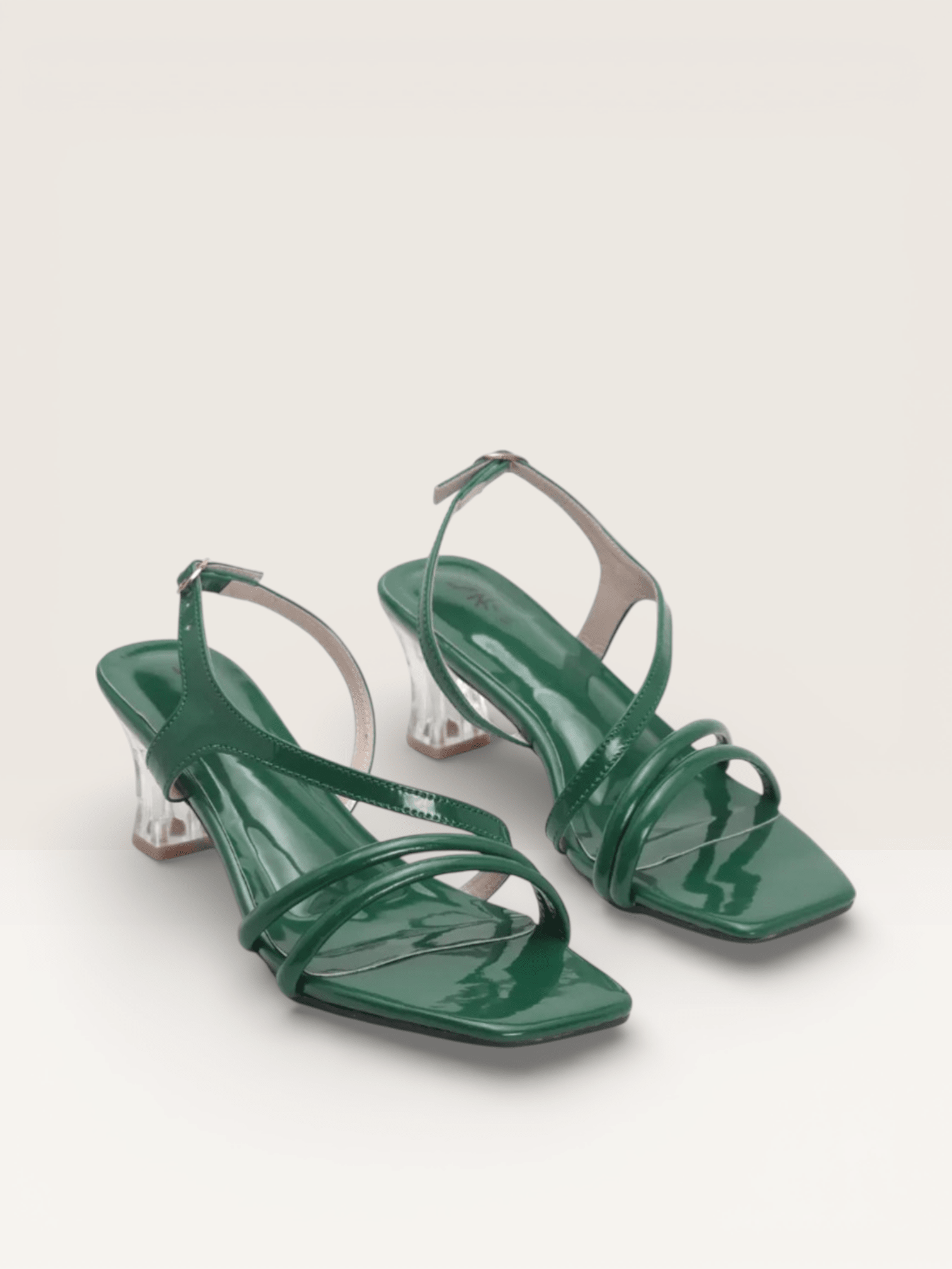 Transparent Heel Patent Leather Sandals | Fancy Ladies Heels BD - Nawabi Shoes BD