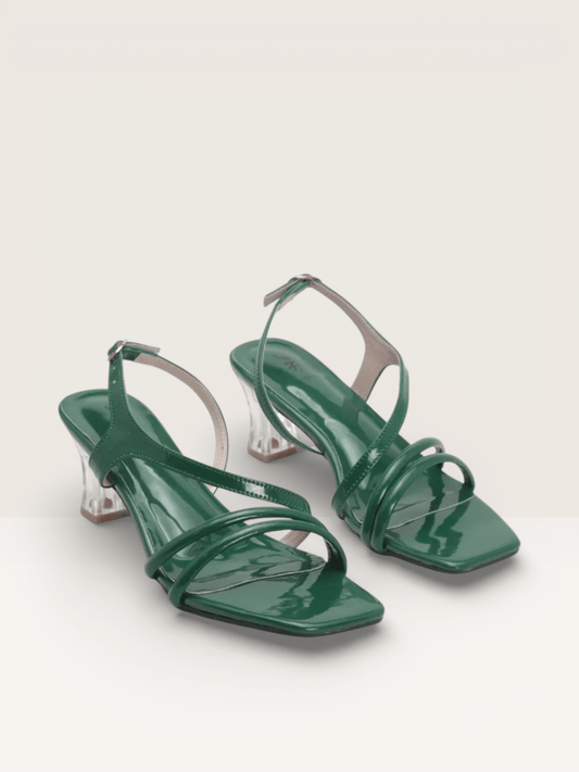 Transparent Heel Patent Leather Sandals | Fancy Ladies Heels BD - Nawabi Shoes BD