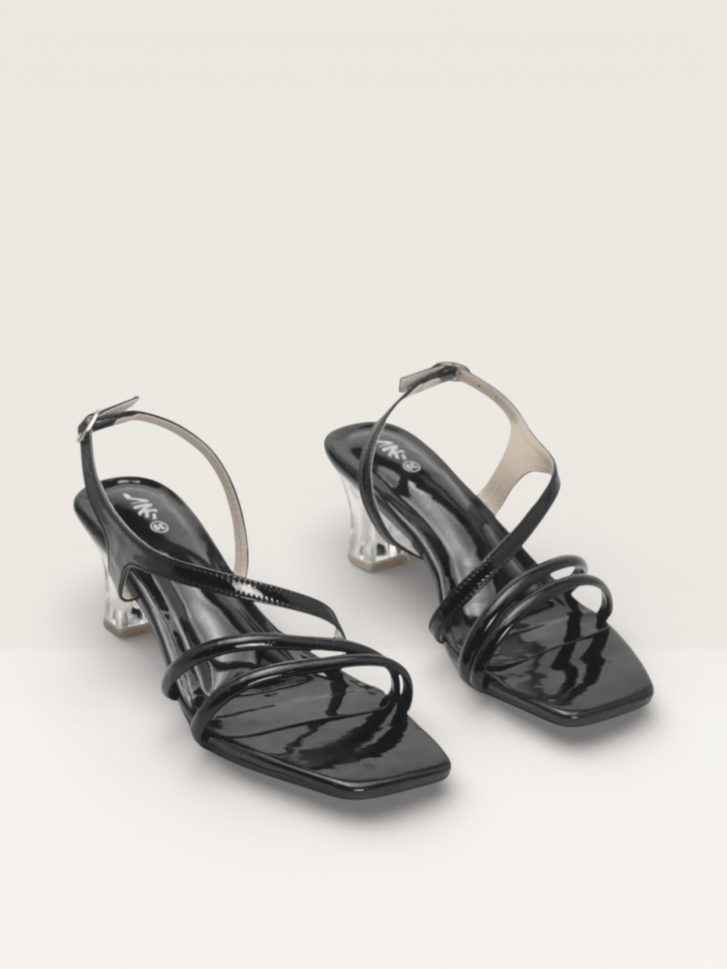 Transparent Heel Patent Leather Sandals | Fancy Ladies Heels BD - Nawabi Shoes BD