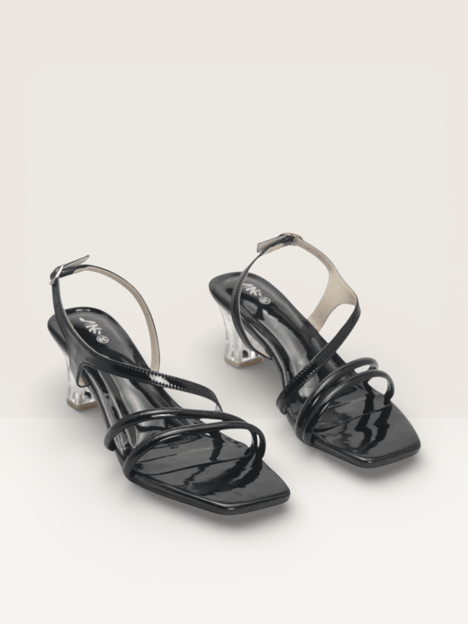 Transparent Heel Patent Leather Sandals | Fancy Ladies Heels BD - Nawabi Shoes BD