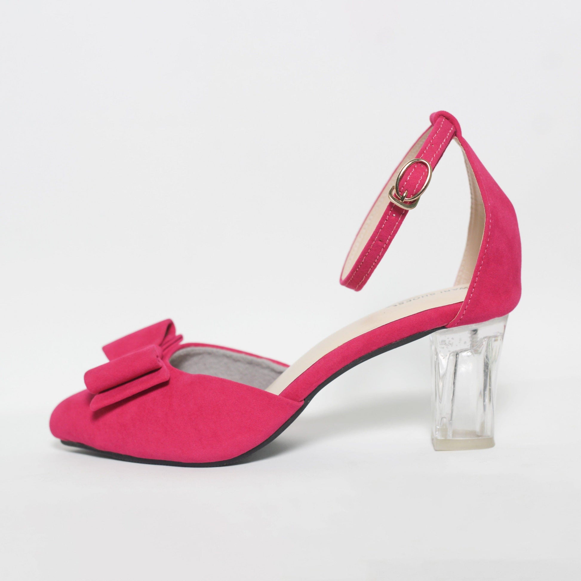 Deep Pink Half Transparent Women's Heels-Nawabi Shoes BD