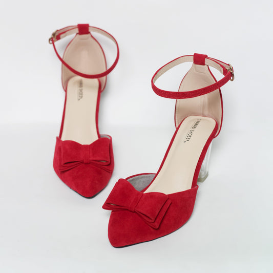Red Half Transparent Women's Heels-Nawabi Shoes BD