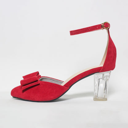 Red Half Transparent Women's Heels-Nawabi Shoes BD