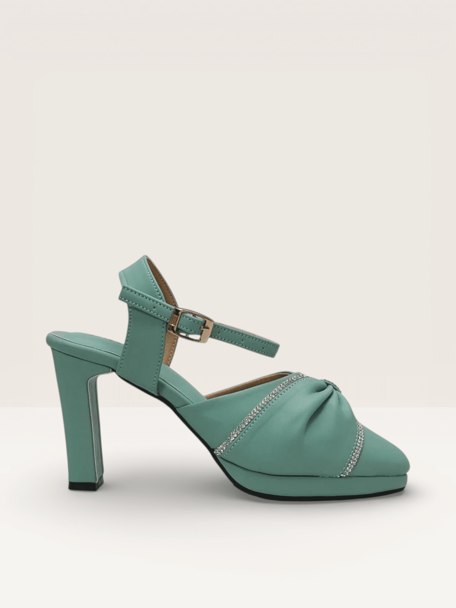 Women Rhinestone Decor Mary Jane Pumps, Chunky Heeled Elegant Pumps - Nawabi Shoes BD