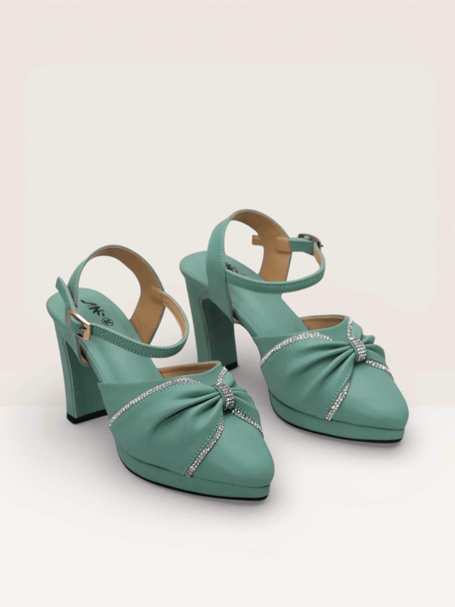 Women Rhinestone Decor Mary Jane Pumps, Chunky Heeled Elegant Pumps - Nawabi Shoes BD