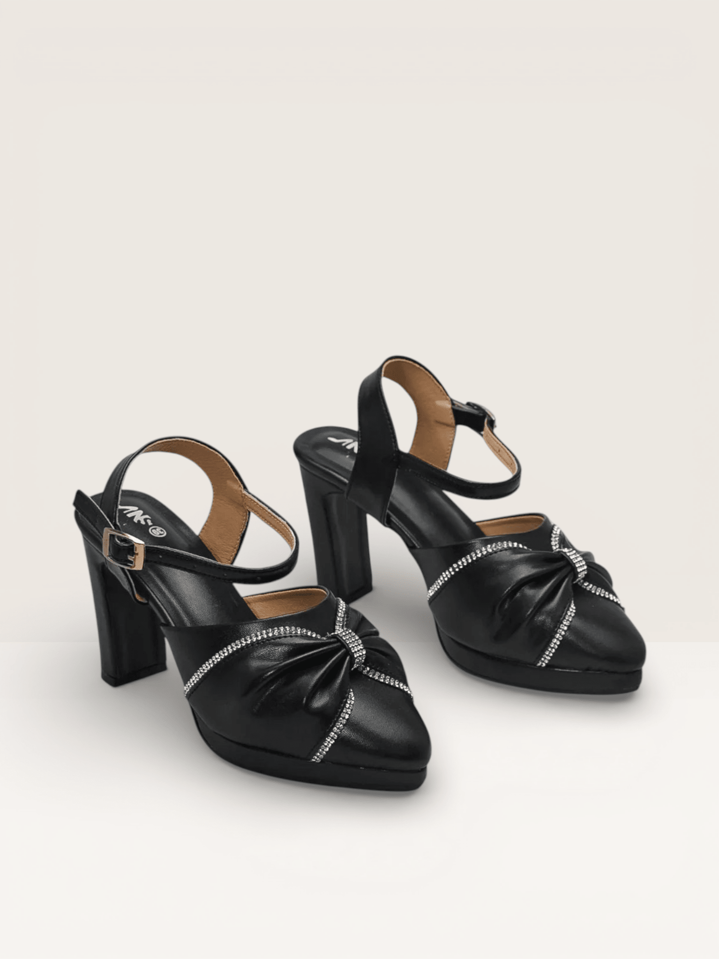 Women Rhinestone Decor Mary Jane Pumps, Chunky Heeled Elegant Pumps - Nawabi Shoes BD