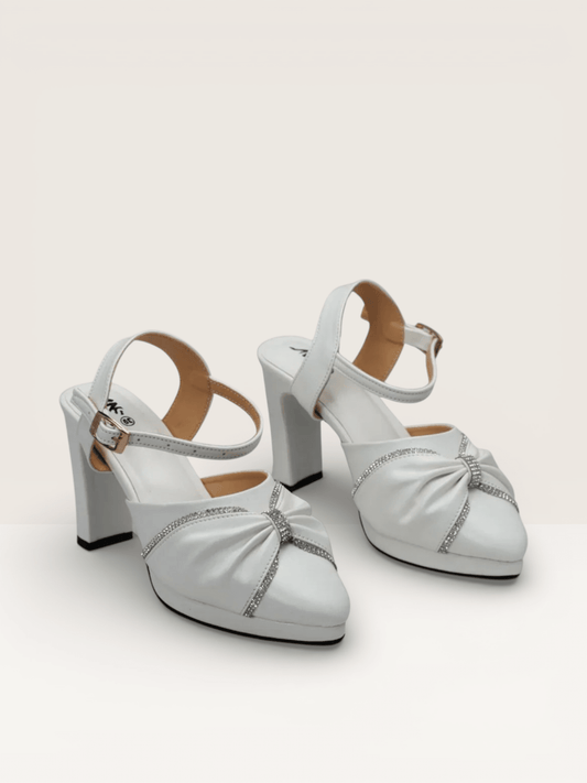 Women Rhinestone Decor Mary Jane Pumps, Chunky Heeled Elegant Pumps - Nawabi Shoes BD
