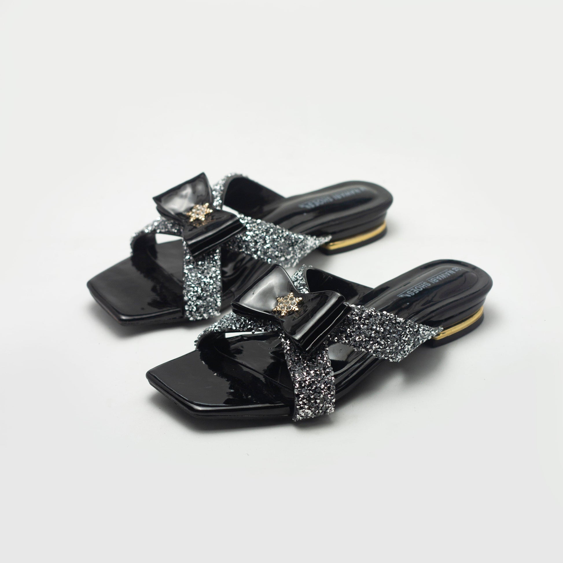 Black Cross Strappy Women's Flat Sandals- Nawabi Shoes BD