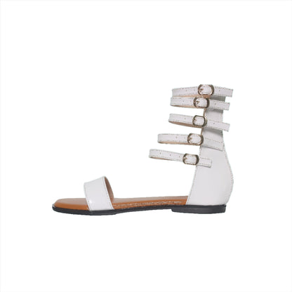 White Ankle Strap Glitter Gladiator Women's Flat Sandals-Nawabi Shoes BD