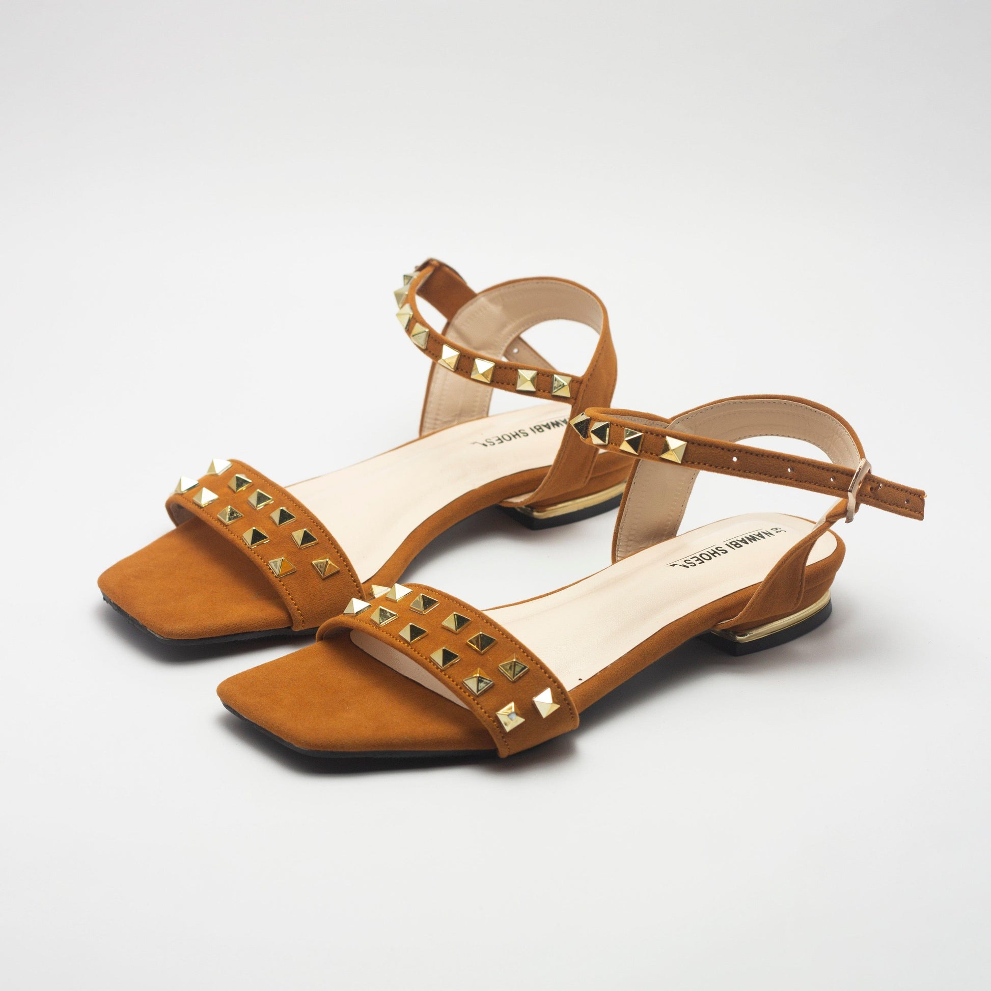 Brown Detailed Strappy Women's Flat Sandals-Nawabi Shoes BD
