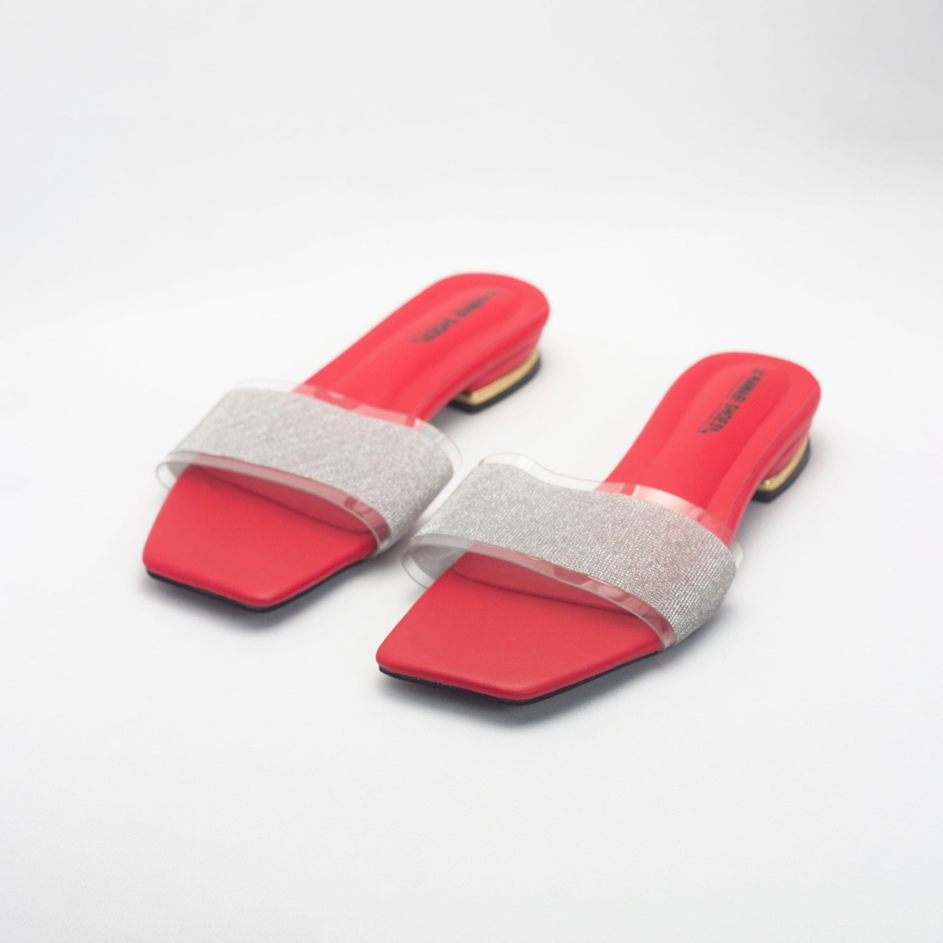 Red Slide Women's Flat Sandals-Nawabi Shoes