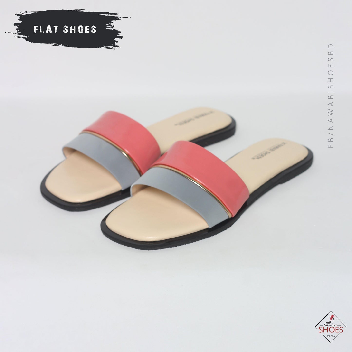 Light Slate Gray Everyday Open Strap Women's Flat Sandals-Nawabi Shoes BD